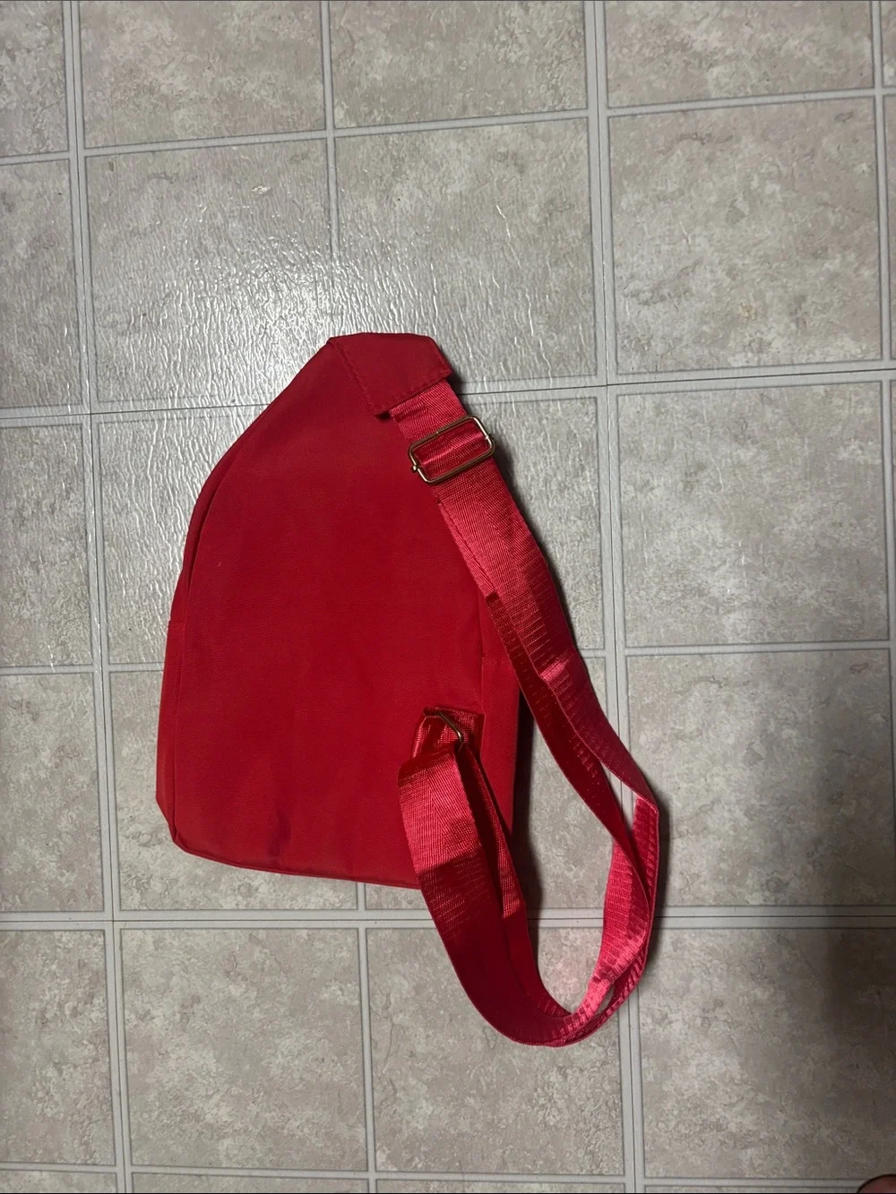 Quilted Red Crossbody Sling Bag with Gold Accents